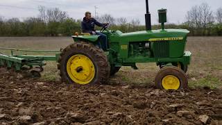 1964 John Deere 4020 plowing with F1450 516 [upl. by Hairem]