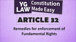 Article 32  Writ Jurisdiction  Constitution of India [upl. by Odeen]