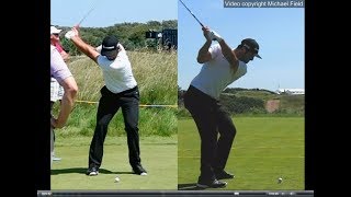 Jon Rahm golf swing  Long Iron faceon amp downtheline July 2017 [upl. by Irami]