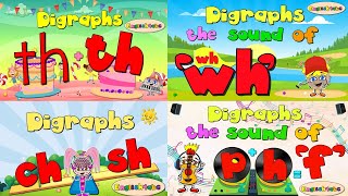 Digraphs Mix  Thth wh chsh ph 4 videos [upl. by Anse]