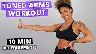 BEGINNERS TONED ARMS WORKOUT  AT HOME amp NO EQUIPMENT [upl. by Nawek]