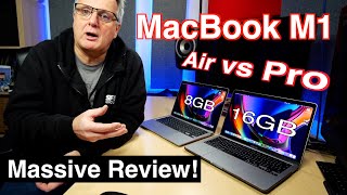 MacBook Air M1 vs MacBook Pro M1 2021 8GB vs 16GB Full review and real performance demos [upl. by Tacy]