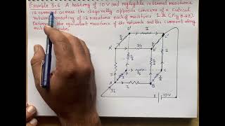 A battery of 10 V and negligible internal resistance is connected across the diagonally opposite cor [upl. by Ahsele]