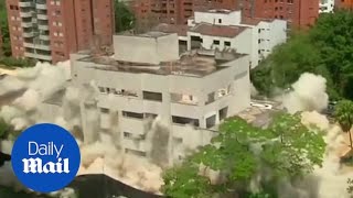 Colombia tears down drugs Pablo Escobars infamous apartment [upl. by Leiria]