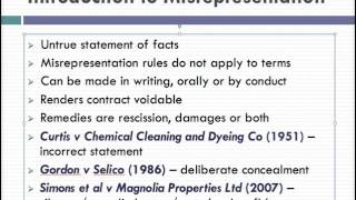 Misrepresentation Lecture 1 of 4 [upl. by Gower216]